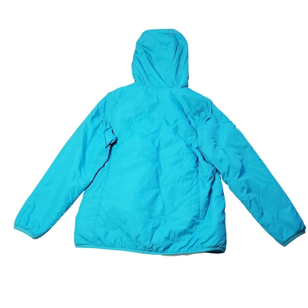 The North Face Girls Reversible Fleece Hooded Jacket Girls Large 14/16 Turquoise